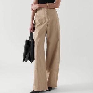 COS Wide-leg Linen Trousers In Beige